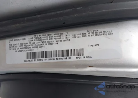 2005 Subaru Outback 2.5I z USA, uszkodzony, nr VIN 4S4BP61C257305512